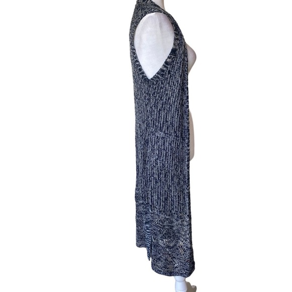 Moral‎ Fiber Cardigan Small Open Front Duster Blue Cream Crochet Lightweight - Picture 4 of 15